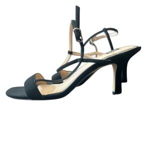 White House Black Market NEW 3in Heel Black Velvet Strappy Sandals Size 8.5